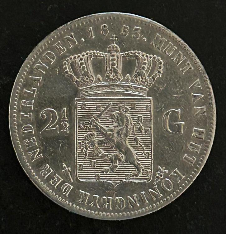 Zeldzame rijksdaalder 1853/52 overslag, Postzegels en Munten, Munten | Nederland, Losse munt, 2½ gulden, Koning Willem III, Zilver