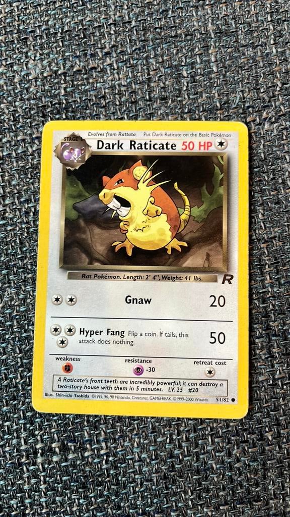 Dark raticate 51/82 team rocket, Verzenden, Zo goed als nieuw