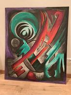 Groot abstract werk op board. 90 x 105 cm., Ophalen