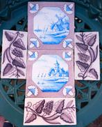 Vijf antieke Delftse tegels, Antiek en Kunst, Antiek | Wandborden en Tegels, Ophalen of Verzenden