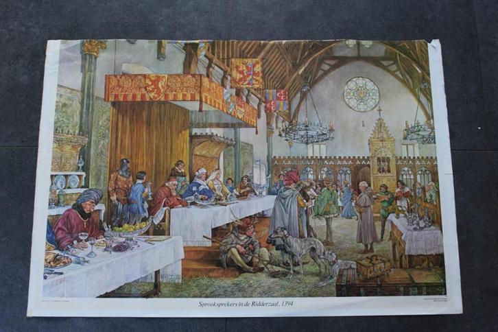 Oude school posters Schoolplaat Geschiedenis, Antiek en Kunst, Antiek | Schoolplaten, Geschiedenis, Ophalen of Verzenden