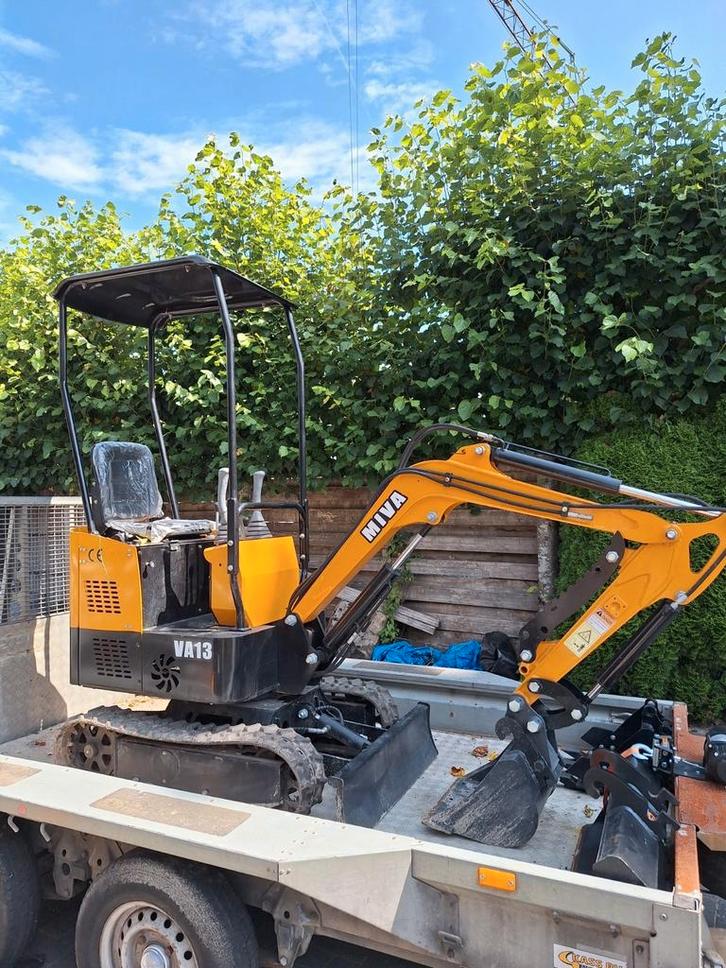 Minigraver Miva VA 13 +  eventueel Trailer Ifor Williams, Zakelijke goederen, Machines en Bouw | Kranen en Graafmachines, Graafmachine