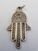 D064 Handje van Fatima, 925 zilver filigraan, zgan, Ophalen of Verzenden, Zo goed als nieuw, Zilver, Kruis of Symbool