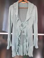 Long Knit Cardigan in Mint Colour with Ruffle Trim, Biba, Verzenden, Zo goed als nieuw, Groen