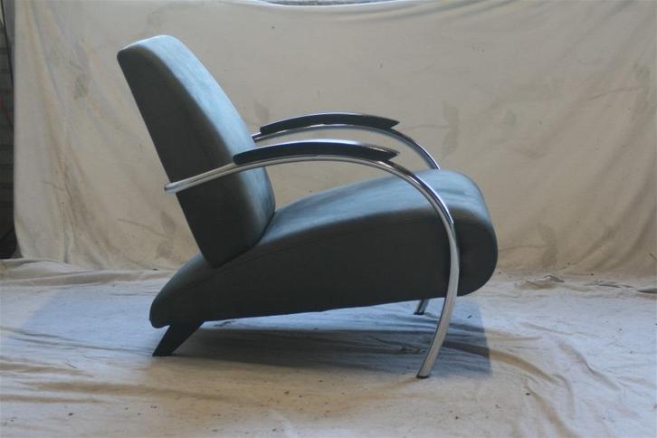 Originele Jan des Bouvrie Gelderland 5470 Fauteuil Alcantara, Huis en Inrichting, Fauteuils, Zo goed als nieuw, Leer, Metaal, 50 tot 75 cm