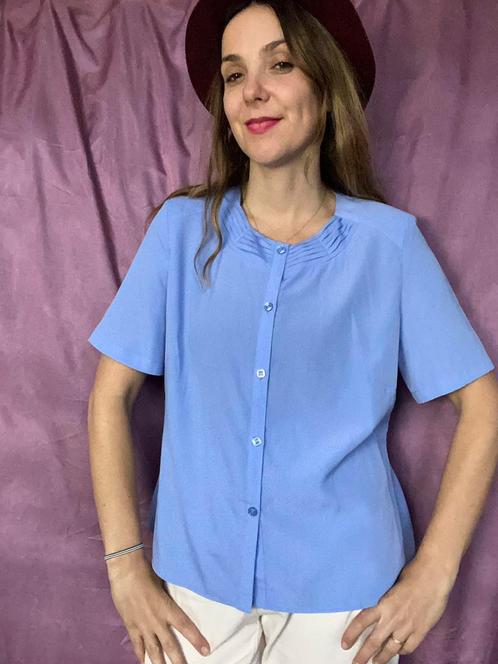 Vintage paarse blouse / shirt - jaren 90 - lila -40/L, Kleding | Dames, Blouses en Tunieken, Gedragen, Maat 38/40 (M), Paars, Ophalen of Verzenden