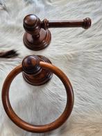 Houten wc-rolhouder en handdoekring, Huis en Inrichting, Ophalen of Verzenden, Zo goed als nieuw