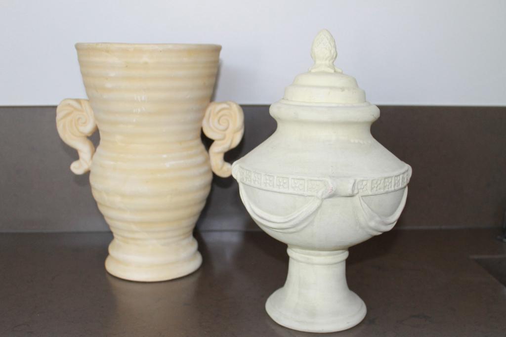 Decoratieve sierpot en bloempot Romeinse / Griekse stijl, Rond, Ophalen of Verzenden, Zo goed als nieuw, Balkon