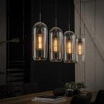 Hanglamp 4L Cylindrische Kap Glas / Retro Zilver, Ophalen of Verzenden, Nieuw, Glas, 75 cm of meer