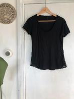 2x H&M top maat S zwart kant linen linnen lin rondehals, H&M, Zwart, Ophalen of Verzenden, Zo goed als nieuw
