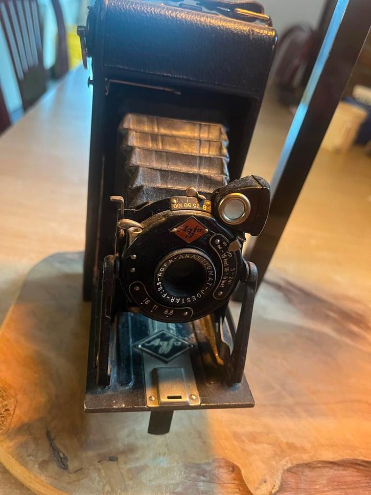 Antieke Lamp van Fototoestel, Huis en Inrichting, Lampen | Vloerlampen, Gebruikt, Minder dan 100 cm, Hout, Ophalen of Verzenden