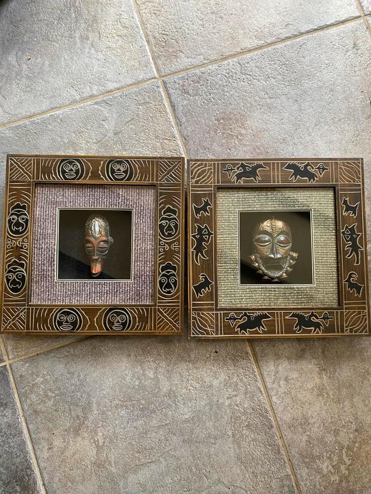 Inheemse Maskers in Lijst, Antiek en Kunst, Kunst | Niet-Westerse kunst, Ophalen