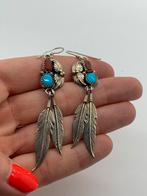 X663 Prachtige zilveren oorbellen navajo, Hangers, Ophalen of Verzenden, X, Met edelsteen