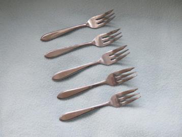 5 Vintage gebaksvorkjes Classique Inox  beschikbaar voor biedingen