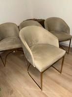 4 Velvet Beige Stoelen met gouden poten, Ophalen, Gebruikt, Overige kleuren, Vier