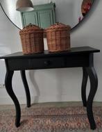 Stoer & Sober mat zwart sidetable, Ophalen, Zo goed als nieuw, 25 tot 50 cm, Rechthoekig