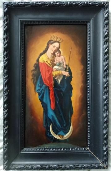 Antiek schilderij Madonna met kind