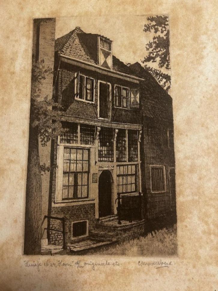 Huisje 1624 Hoorn, Antiek en Kunst, Kunst | Etsen en Gravures, Ophalen of Verzenden