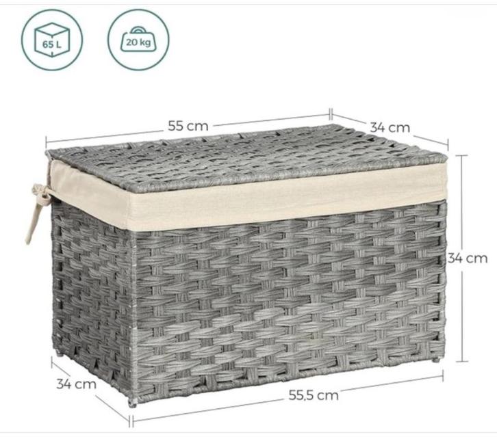Kist - speelkist - opbergdoos - wasmand - grijs, 65 L, Huis en Inrichting, Woonaccessoires | Kisten, Zo goed als nieuw, Minder dan 50 cm