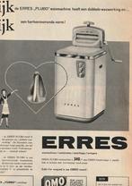 Retro reclame 1959 Erres wasmachine Plubo hartveroverend, Verzenden, Overige typen