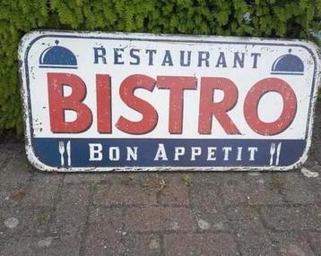 Groot Reclamebord Restaurant Bistro Bon Appetit 100x50  beschikbaar voor biedingen