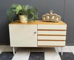 60 jaren kast 4 wit lade tv meubel dressoir licht hout 1deur, Huis en Inrichting, Kasten | Ladekasten, Ophalen, Metaal, Gebruikt