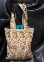 Handgemaakte Batik Totebag met blauwe binnenvoering en zakje, Verzenden, Nieuw, Zwart, Shopper