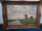 Schilderij: Molenlandschap met Koeien, Antiek en Kunst, Ophalen