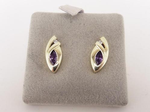 Gouden oorknopjes met zirkonia                           G71, Sieraden, Tassen en Uiterlijk, Oorbellen, Gebruikt, Knopjes of Stekers