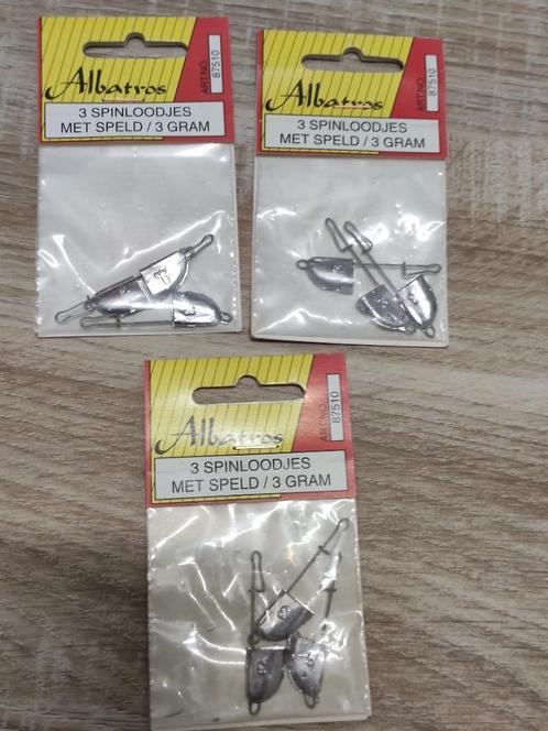 Albatros spinloodjes 3 gram. Met speld. 3 x 3 stuks. Nieuw !, Watersport en Boten, Hengelsport | Roofvissen, Nieuw, Dobber of Lood