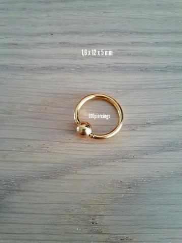 Nieuwe ball closure ring, goud kleur. Staal.  beschikbaar voor biedingen