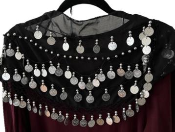 NIEUW zwarte heup sjaal met muntjes IBIZA Gypsy style beschikbaar voor biedingen