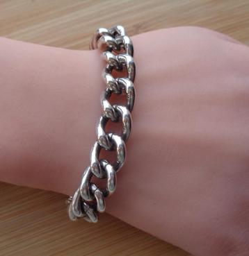 zilveren massief schakel armband [313] beschikbaar voor biedingen