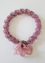Prachtige handgemaakte lila/roze halsketting / choker, Ophalen of Verzenden, Nieuw, Roze, Kunststof