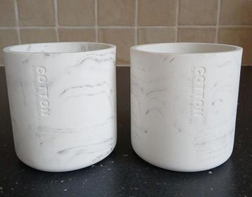 Badkamer accessoire bekers marmerlook kunststof "Cotton" beschikbaar voor biedingen