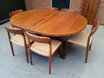 6 Niels Moller 75 stoelen met eettafel teak jaren 60 retro, Huis en Inrichting, Ophalen, Gebruikt, Bruin, Vijf, Zes of meer stoelen