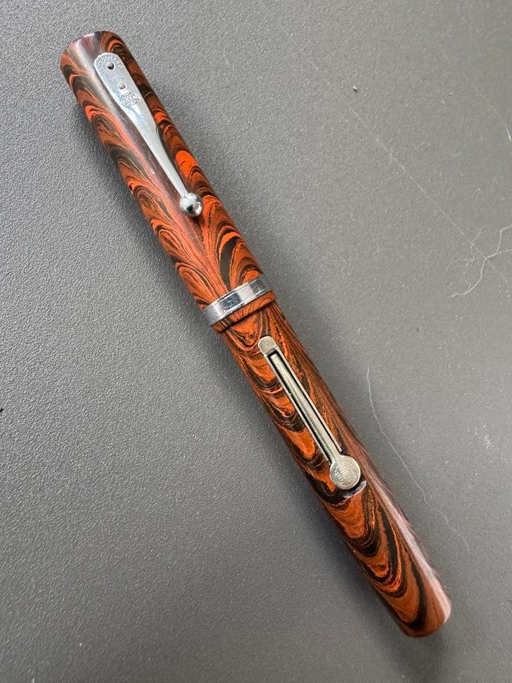 Zeldzame Waterman Ripple 52 V vulpen 14k flex nib, Verzamelen, Pennenverzamelingen, Gebruikt, Vulpen, Waterman, Ophalen of Verzenden