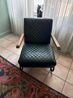 Blauw leren fauteuil, Huis en Inrichting, Gebruikt, Ophalen of Verzenden, 50 tot 75 cm, Leer