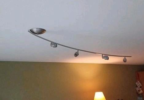 Booglamp plafondlamp 4 verwisselbare spots chroom, Huis en Inrichting, Lampen | Spots, Zo goed als nieuw, Metaal of Aluminium