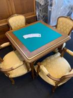 Antieke kaarttafel met 4 fauteuils en kast, Antiek en Kunst, Ophalen