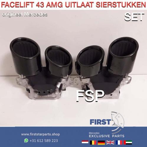 FACELIFT 43 AMG UITLAAT SIERSTUKKEN SET ZWART C43 E43 GLC43, Auto-onderdelen, Uitlaatsystemen, Mercedes-Benz, Gebruikt, Ophalen of Verzenden