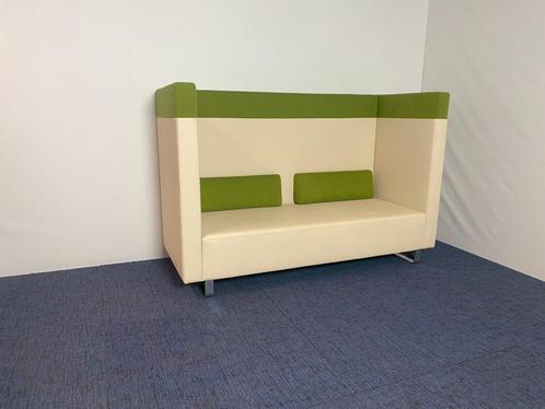 Akoestisch bankstel, crème/groen, H 135 x B 205 x D 84 cm., Huis en Inrichting, Bureaus, Gebruikt, Ophalen