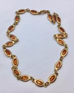 Vintage ketting goud verguld met bruin emaille Frankrijk, Verzenden, Overige materialen, Ketting, Verguld