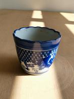 Vintage Bloempot met Blauw Patroon, Gebruikt, Rond, Binnen, Ophalen of Verzenden