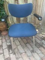 Set van 6 vintage Gebr. de Wit stoelen met armleuning, Ophalen, Gebruikt, Blauw, Vintage