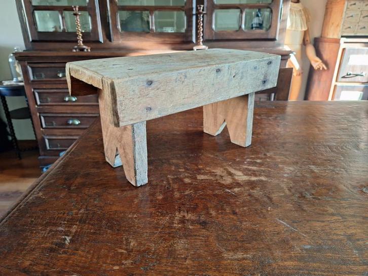 Oud Houten Krukje/Opstap/Bankje, Antiek en Kunst, Curiosa en Brocante, Ophalen of Verzenden