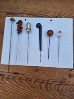 Setje van 6 oude hoedenspelden, Ophalen of Verzenden, Overige materialen, Overige typen