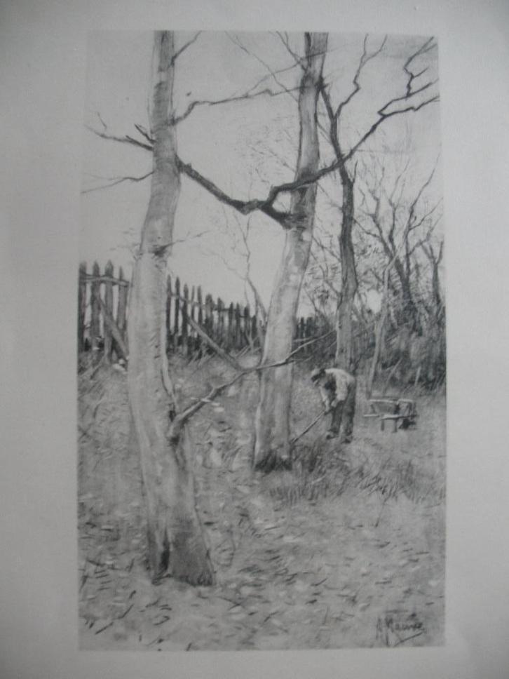 Oude Prent Zwart tinten *  Anton Mauve  Vintage, Verzamelen, Foto's en Prenten, Zo goed als nieuw, Overige onderwerpen, Voor 1940