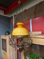 Vintage boeren hanglamp - geel ophaling glas, Ophalen, Zo goed als nieuw, Glas, Minder dan 50 cm