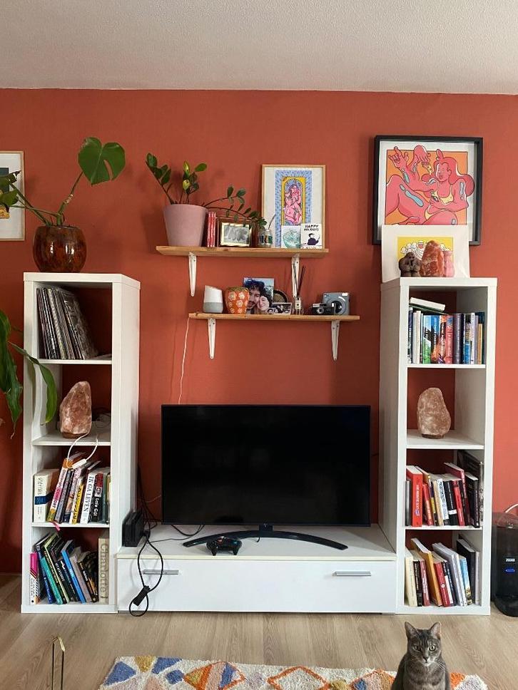 Kallax tv kast opstelling, Huis en Inrichting, Kasten | Televisiemeubels, Gebruikt, Minder dan 100 cm, 100 tot 150 cm, 25 tot 50 cm